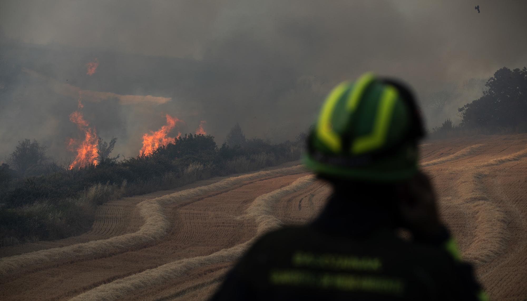 Bombero incendio en navarra